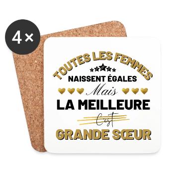 la meilleure c est grande sœur Cadeau Sœur - Dessous de verre (lot de 4) - blanc - Devant