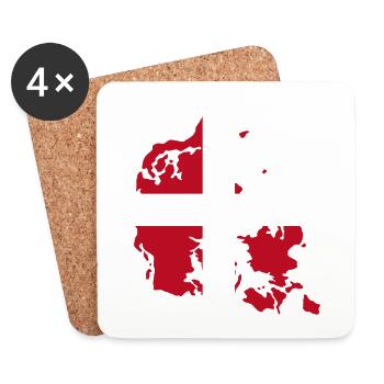 Carte du drapeau du Danemark - Dessous de verre (lot de 4) - blanc - Devant