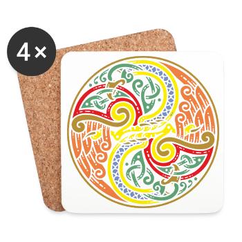Mandala du Nœud Serpent Circulaire - Dessous de verre (lot de 4) - blanc - Devant