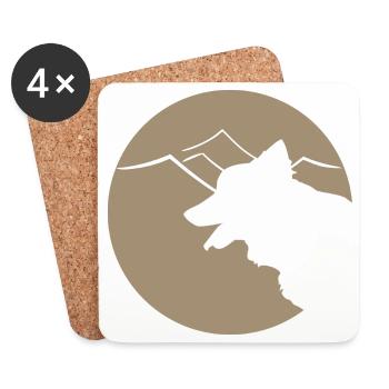 Silhouette de chien en montagne ou en dunes - Dessous de verre (lot de 4) - blanc - Devant