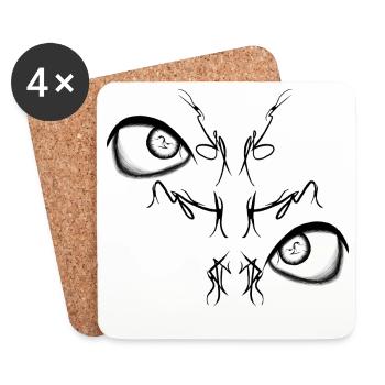 Night Bird Duo Lights - Coasters (set of 4) - white - Front
