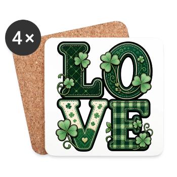 Avec amour pour la Saint-Patrick - Dessous de verre (lot de 4) - blanc - Devant