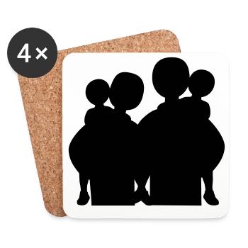 Silhouette familiale Les parents Enfants aiment ensemble - Dessous de verre (lot de 4) - blanc - Devant