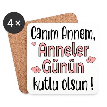 Türkische Mama Muttertag - Untersetzer (4er-Set) - Weiß - Vorne