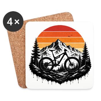 MTB Mountain Bike Alps Retro Trail Mountain Bike - Coasters (set of 4) - white - Front