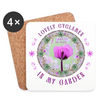 pink violet floral floral floral blossom - Coasters (set of 4) - white - Front