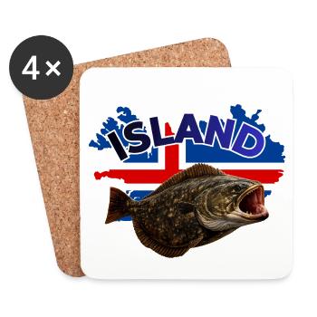 Pêche au flétan en Islande - Dessous de verre (lot de 4) - blanc - Devant