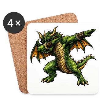 Ernsthafter Dabbing Drache - Untersetzer (4er-Set) - Weiß - Vorne