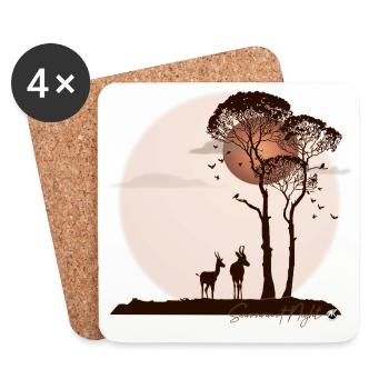 Savane africaine la nuit - Dessous de verre (lot de 4) - blanc - Devant