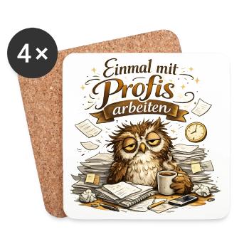 Einmal ohne Vollidioten / Einmal mit Profis - Untersetzer (4er-Set) - Weiß - Vorne
