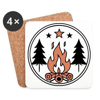 Lagerfeuer Wald Zeltlager Wappen - Untersetzer (4er-Set) - Weiß - Vorne