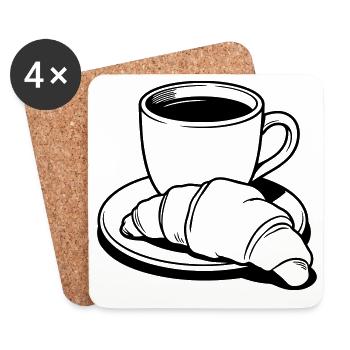 coffee croissant - Coasters (set of 4) - white - Front