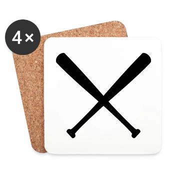 Bats de baseball croisés - Dessous de verre (lot de 4) - blanc - Devant