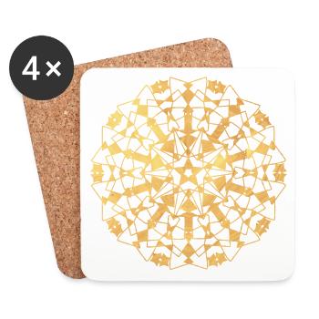 Mandala geometrisch - gold - Untersetzer (4er-Set) - Weiß - Vorne
