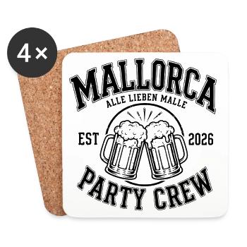Malle 2026 Alle lieben Malle Mallorca Party Crew - Untersetzer (4er-Set) - Weiß - Vorne