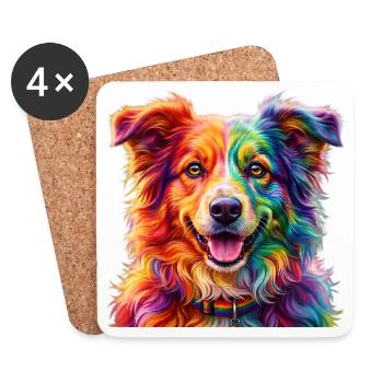 Rainbow Dog / Dog in Rainbow Colors - Coasters (set of 4) - white - Front