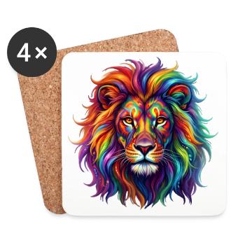 Rainbow lion / lion in rainbow colors - Coasters (set of 4) - white - Front