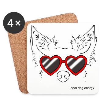 cool dog energy - Untersetzer (4er-Set) - Weiß - Vorne