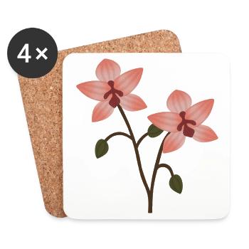 Fleur d’orchidée pastel - Dessous de verre (lot de 4) - blanc - Devant