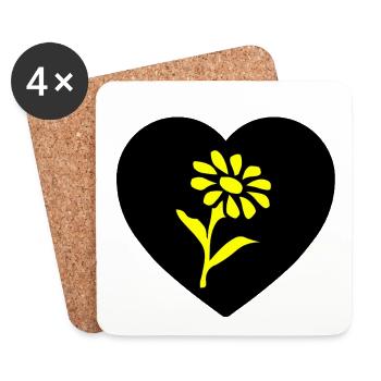 Fleur - Dessous de verre (lot de 4) - blanc - Devant