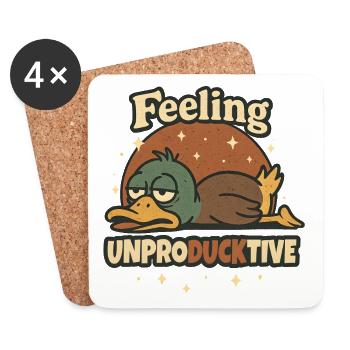 Feeling Unproductive Duck Word Game - Coasters (set of 4) - white - Front