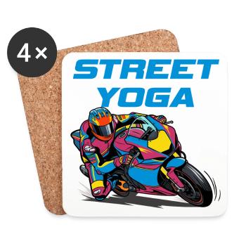 Street Yoga - Motorcycling - Coasters (set of 4) - white - Front
