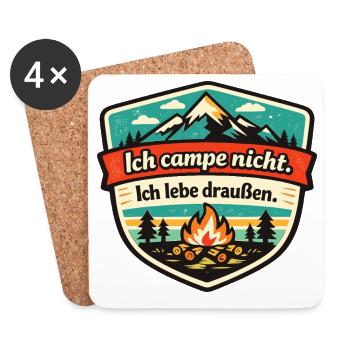 Camping-car, van, camping-car, lune - Dessous de verre (lot de 4) - blanc - Devant
