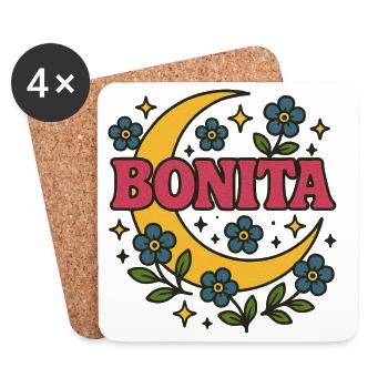 Bonita Moon Floral Retro Tee - Coasters (set of 4) - white - Front
