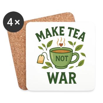 Make Tea Not War – It's Tea - Time - Coasters (set of 4) - white - Front