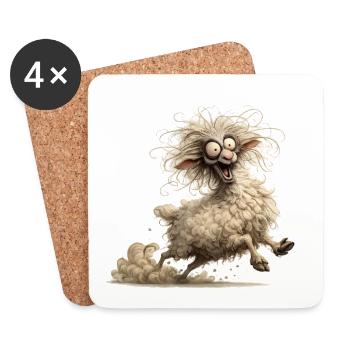 crazy sheep - Coasters (set of 4) - white - Front