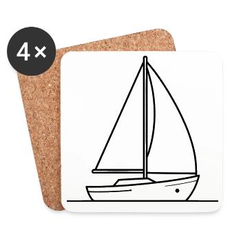 sailing ship - Coasters (set of 4) - white - Front