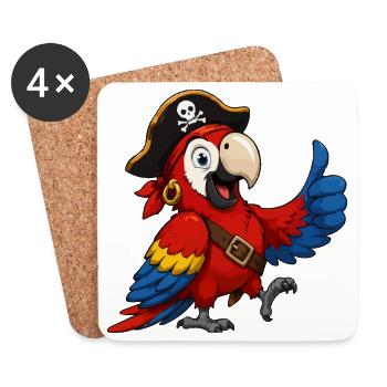 Pirate Parrot Thumbs Up - Coasters (set of 4) - white - Front