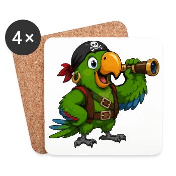 Pirate bird with spotting scope - Coasters (set of 4) - white - Front
