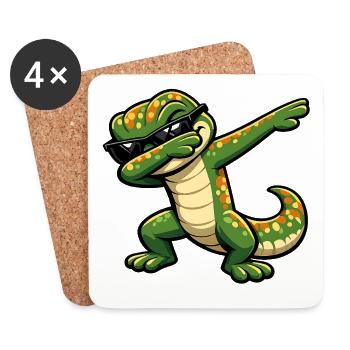Dabbing Gecko - Untersetzer (4er-Set) - Weiß - Vorne
