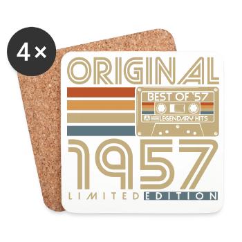 Cadeau rétro vintage d’anniversaire 1957 - Dessous de verre (lot de 4) - blanc - Devant