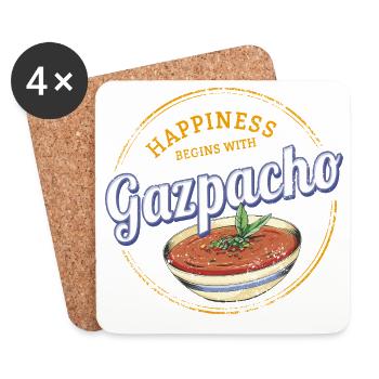 Gazpacho Soup Retro Chef Vintage Gourmet Spain - Coasters (set of 4) - white - Front