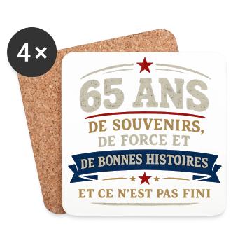 65 Ans Souvenirs Force et Bonnes Histoires - Dessous de verre (lot de 4) - blanc - Devant