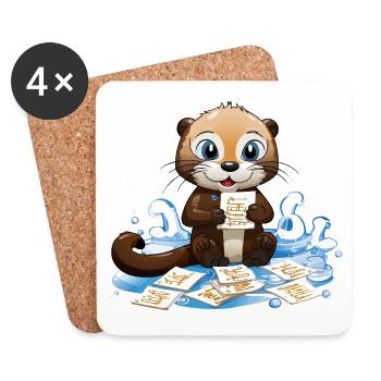 Otter mit Kochrezepte Karten - Untersetzer (4er-Set) - Weiß - Vorne