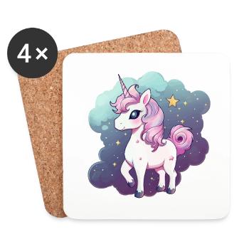 Licorne pastel - Dessous de verre (lot de 4) - blanc - Devant