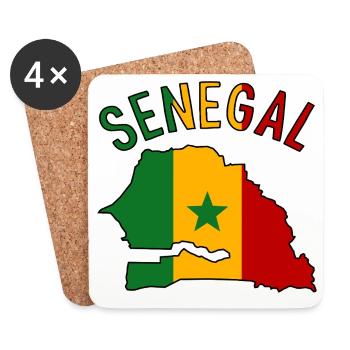 Senegal Flagge Landkarte Silhouette - Untersetzer (4er-Set) - Weiß - Vorne