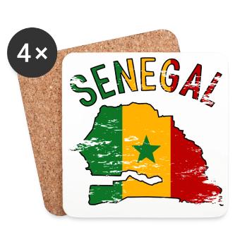 Senegal Flagge Landkarte Silhouette used - Untersetzer (4er-Set) - Weiß - Vorne