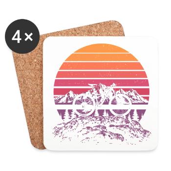 Retro MTB Mountain Bike Alps Sunset Trail Bike - Coasters (set of 4) - white - Front
