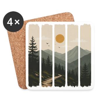 Forest panorama in sun panels - Coasters (set of 4) - white - Front