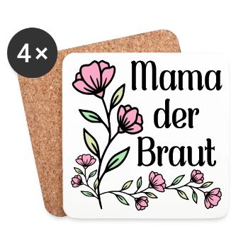 Hochzeitsblumen Mama der Braut - Untersetzer (4er-Set) - Weiß - Vorne
