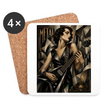 Style déco gothique de guitare héroïne - Dessous de verre (lot de 4) - blanc - Devant