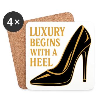 Luxury High Heel – Edles Gold Design Spruch - Untersetzer (4er-Set) - Weiß - Vorne