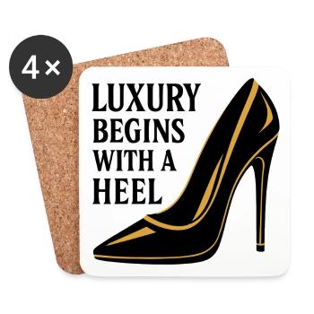 Luxury High Heel – Edles Gold Design Spruch - Untersetzer (4er-Set) - Weiß - Vorne