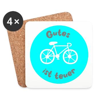 Fahrrad hellblau Rad Kreis coole Sprüche Fan Hobby - Untersetzer (4er-Set) - Weiß - Vorne