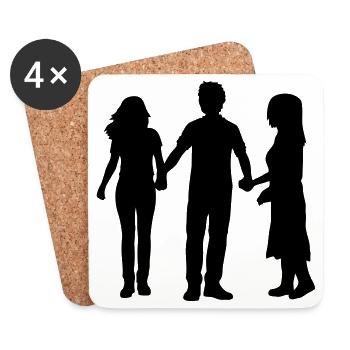 Menschen Gruppe Silhouette Freunde Team Zusammen - Untersetzer (4er-Set) - Weiß - Vorne