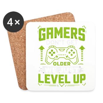 Gamer Spruch Level Up Neon - Untersetzer (4er-Set) - Weiß - Vorne